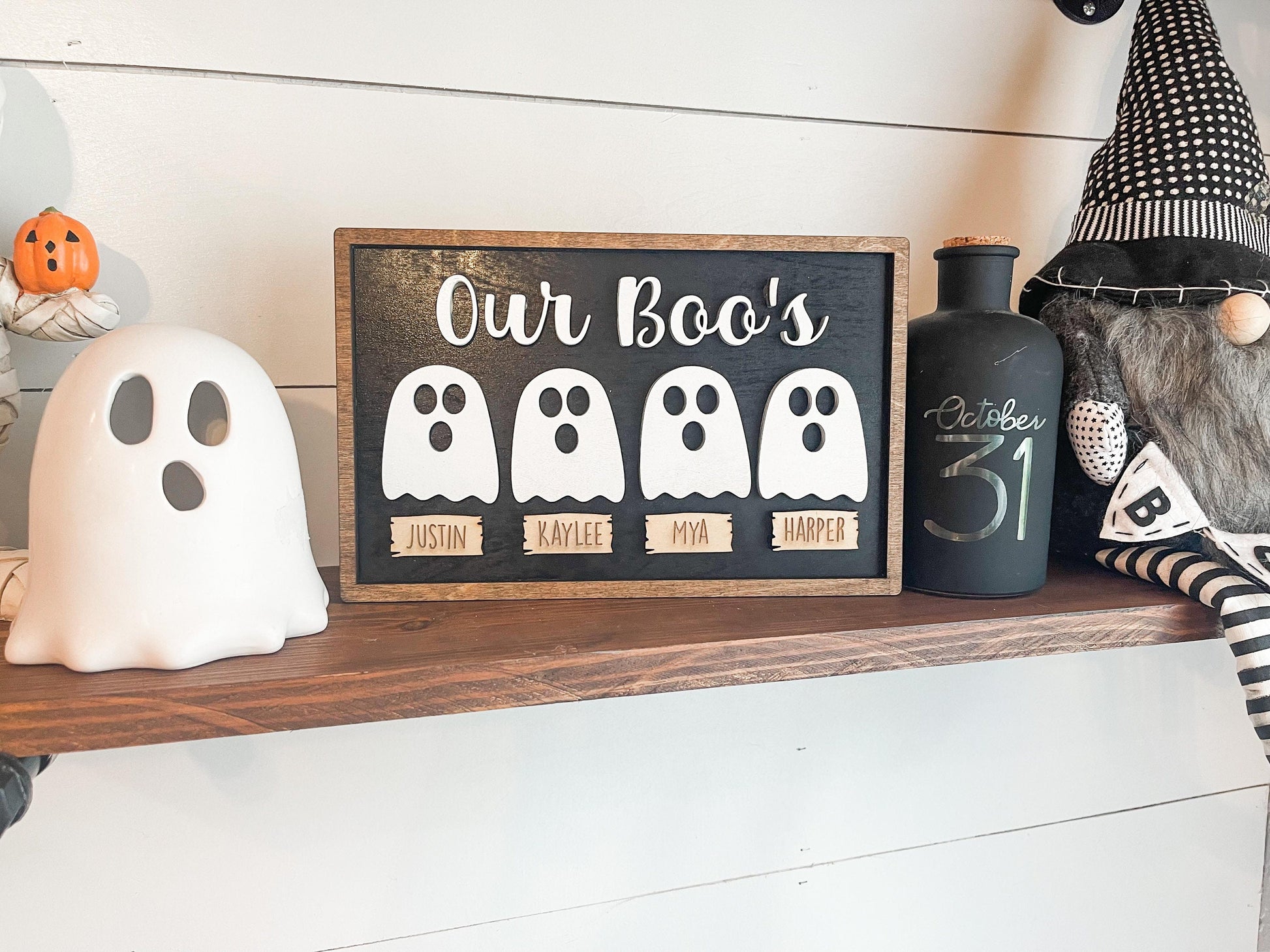 Our Boo's - Personalized Family Halloween Sign - Family of Ghosts - Adorable Halloween Decor - Farmhouse Halloween Decor - Family Signs