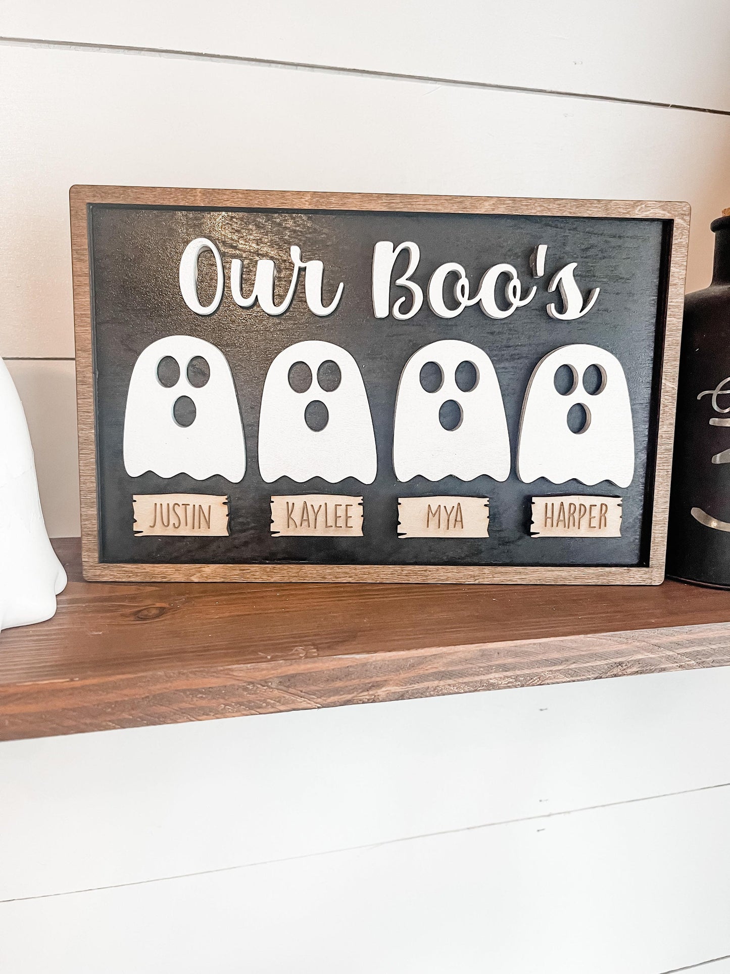 Our Boo's - Personalized Family Halloween Sign - Family of Ghosts - Adorable Halloween Decor - Farmhouse Halloween Decor - Family Signs