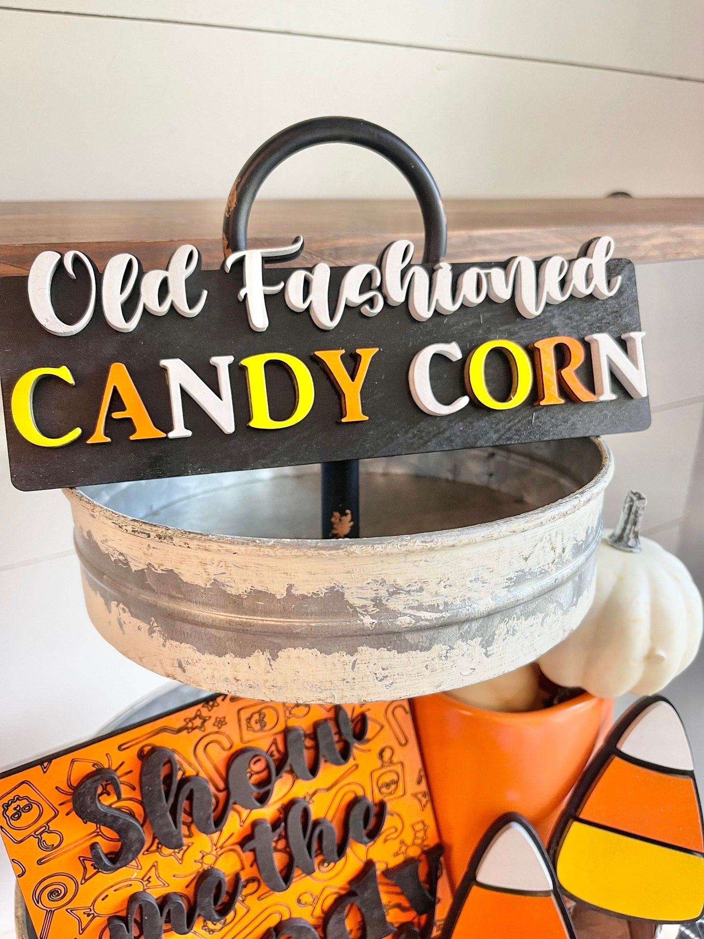 Candy Corn Tiered Tray - Candy Corn Tray Decor - Halloween Tiered Trays - Halloween Decor - Halloween Tiered Tray Bundles - Candy Corn Decor
