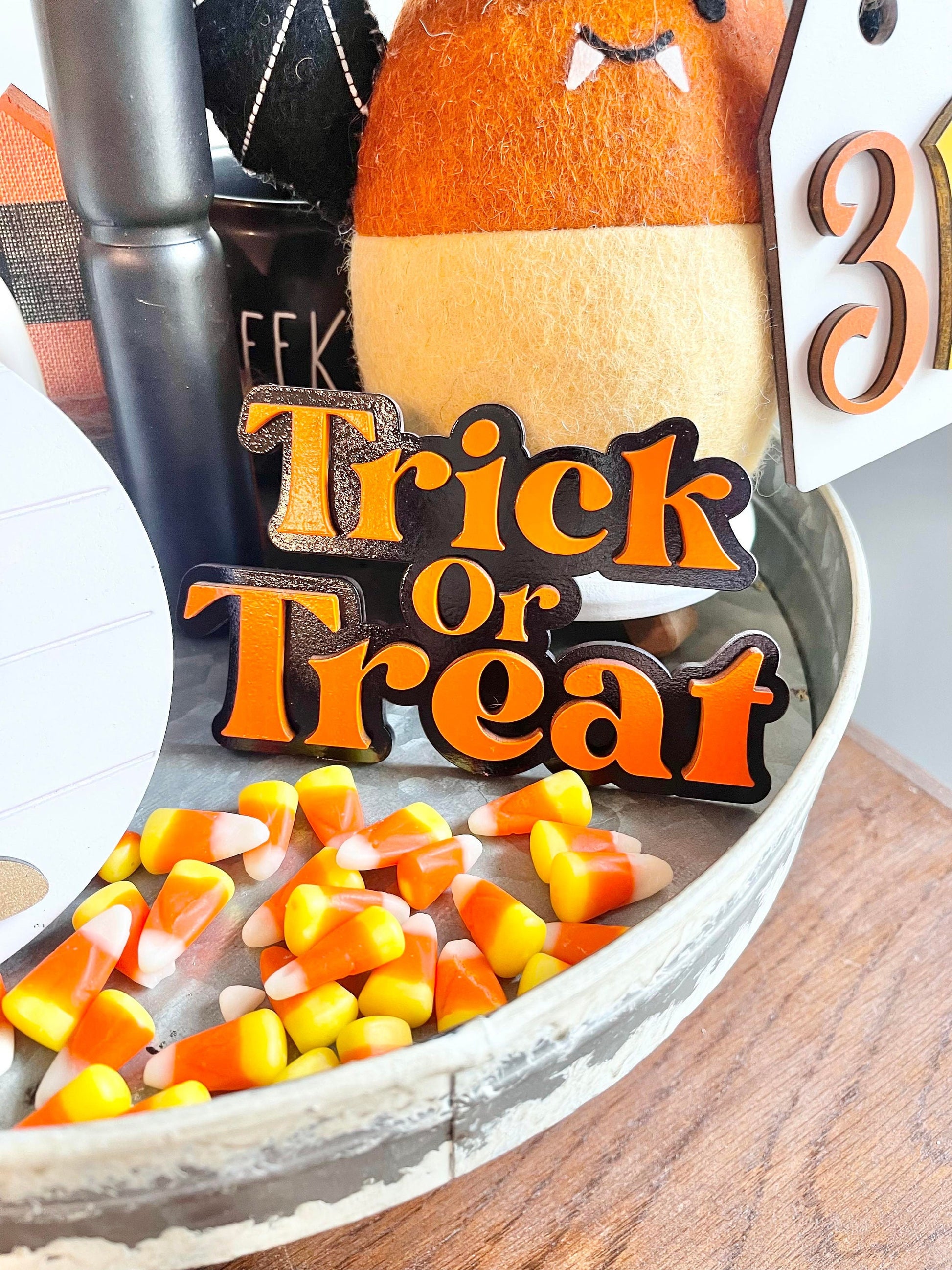 Candy Corn Tiered Tray - Candy Corn Tray Decor - Halloween Tiered Trays - Halloween Decor - Halloween Tiered Tray Bundles - Candy Corn Decor