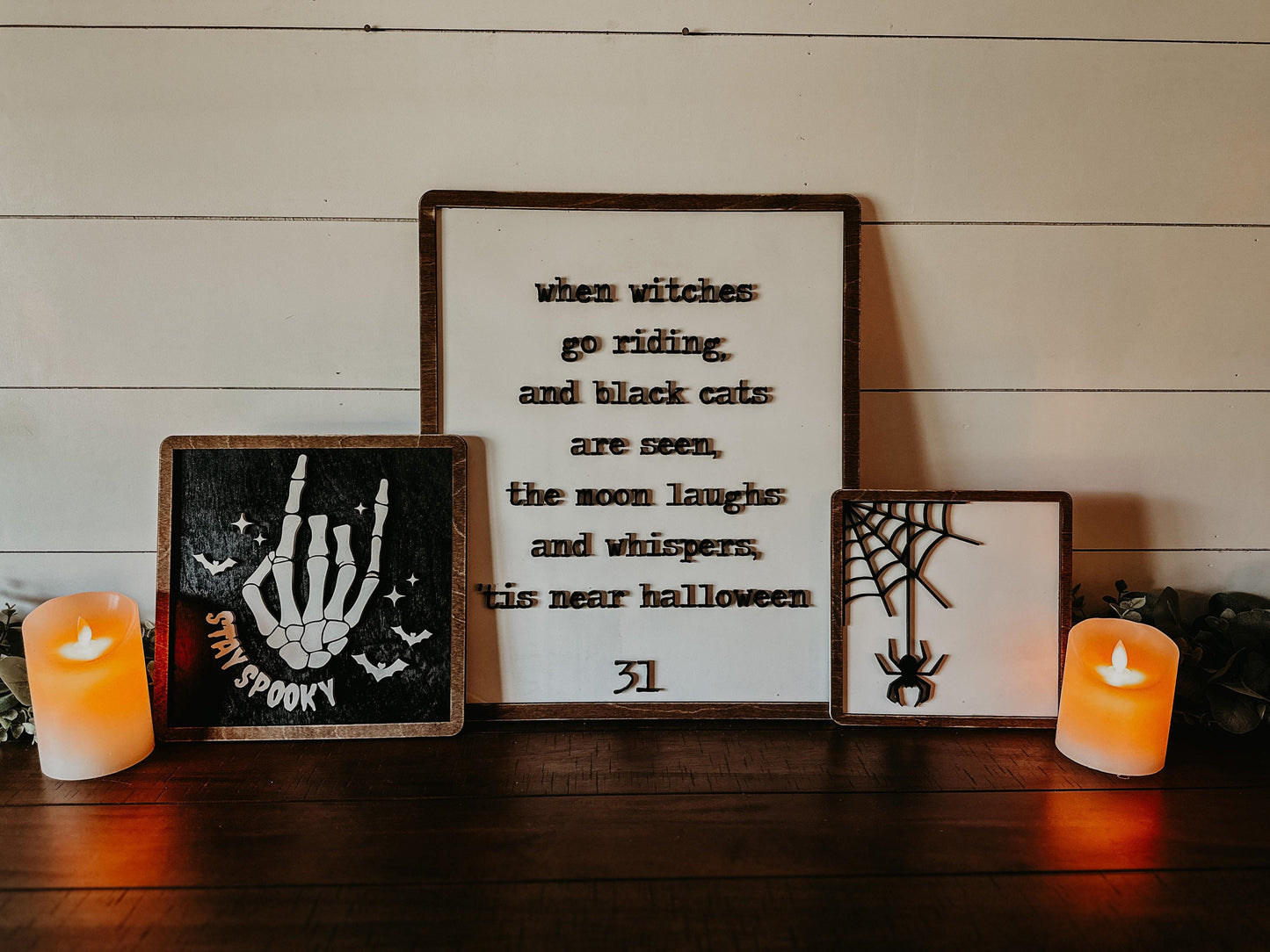 Halloween Sign Trio - Halloween Decor - Spooky Halloween Signs - Halloween Sign Bundle - Halloween Wall Art - Halloween Mantel Signs