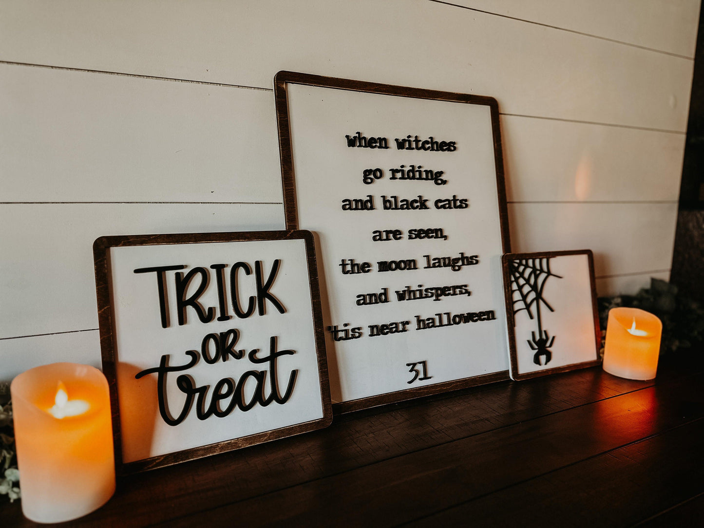 Halloween Sign Trio - Halloween Decor - Trick or Treat Halloween Signs - Halloween Sign Bundle - Halloween Wall Art - Halloween Mantel Signs