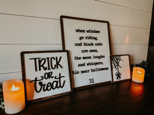 Halloween Sign Trio - Halloween Decor - Trick or Treat Halloween Signs - Halloween Sign Bundle - Halloween Wall Art - Halloween Mantel Signs
