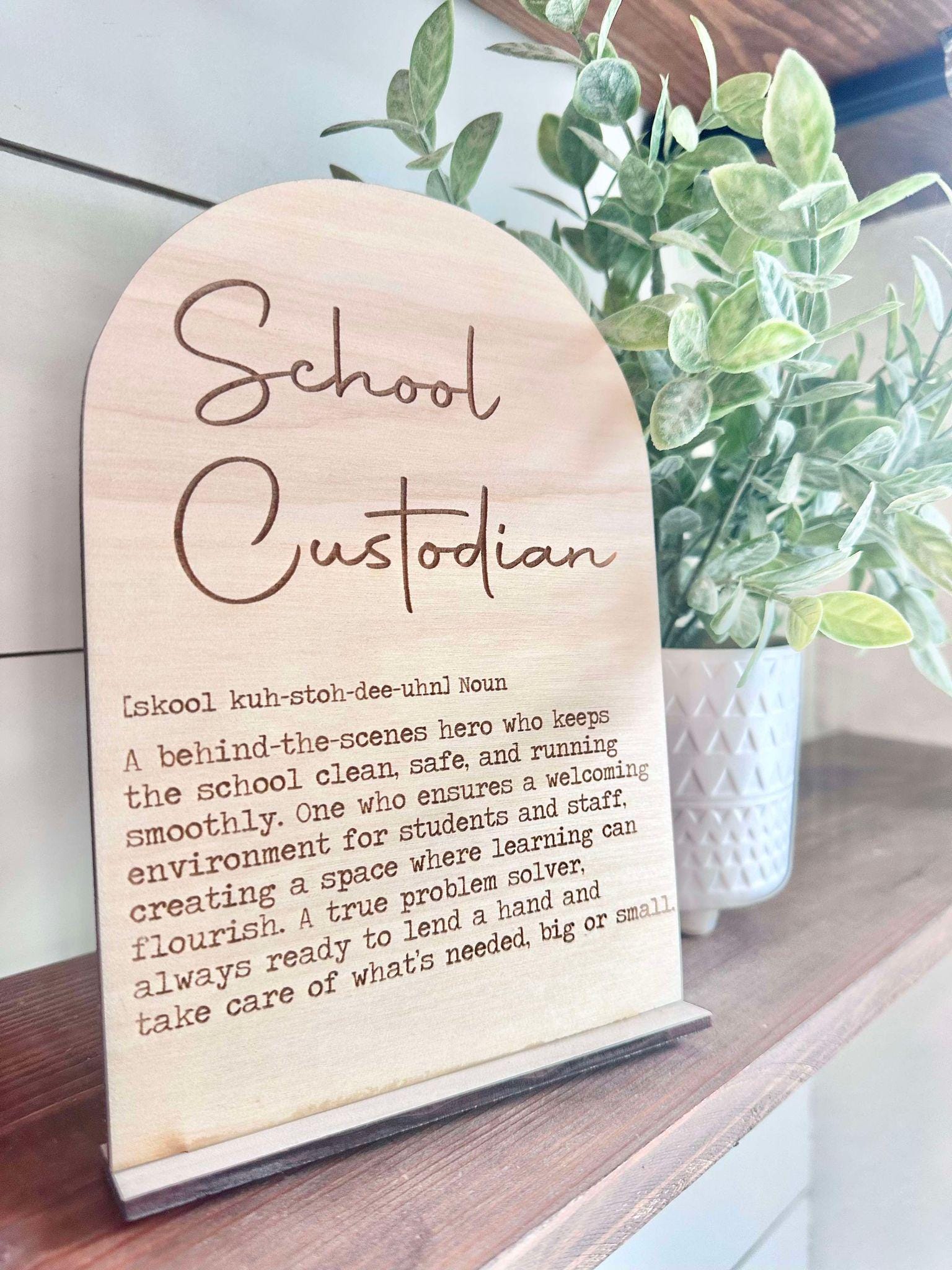 School Custodian Definition Sign, National Custodian Day Gift, School Custodian Gift