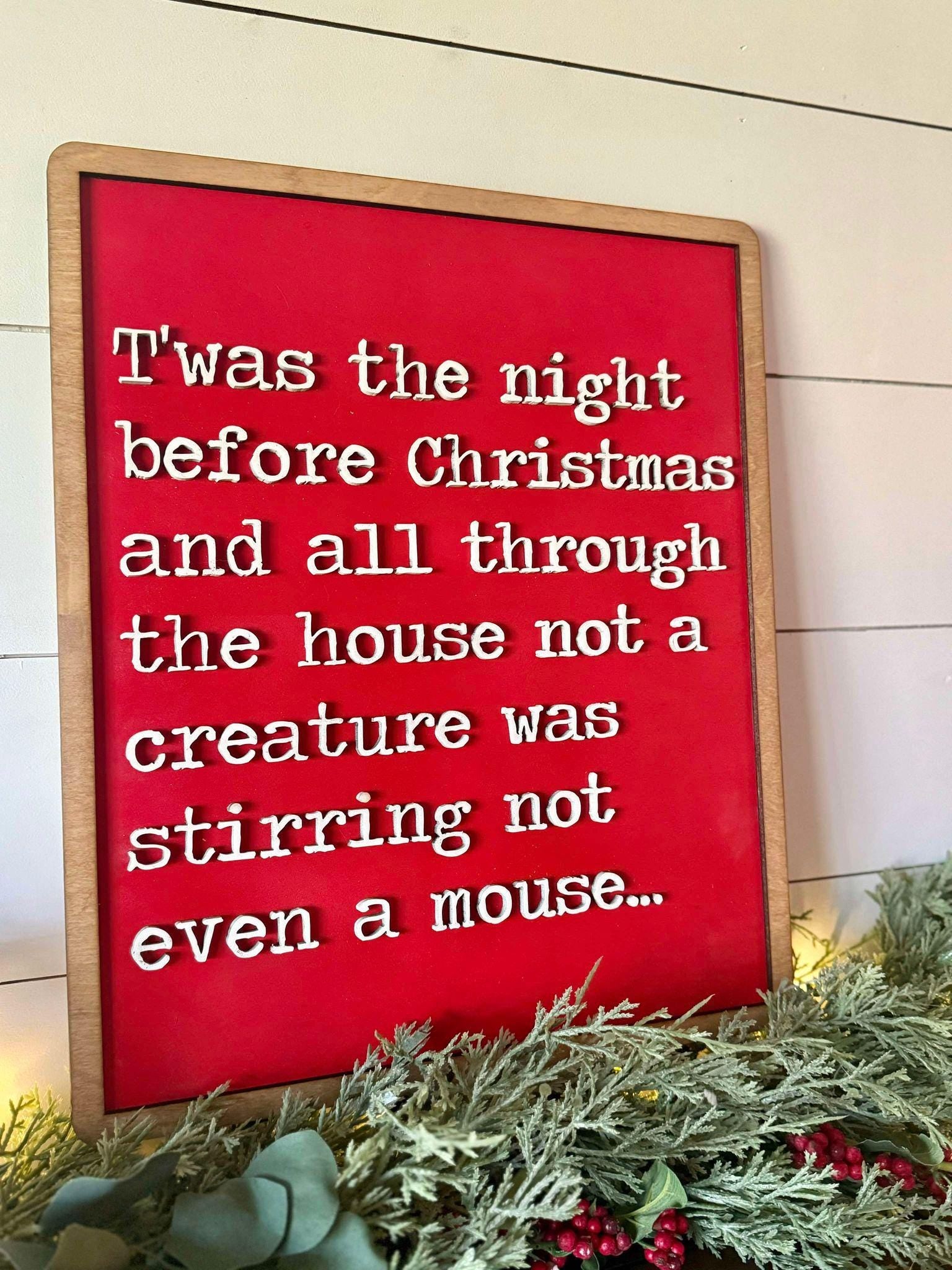 Twas the Night Before Christmas Sign, Christmas Decor, Farmhouse Christmas Sign, Classic Christmas Mantel Decor, Holiday Mantle Sign