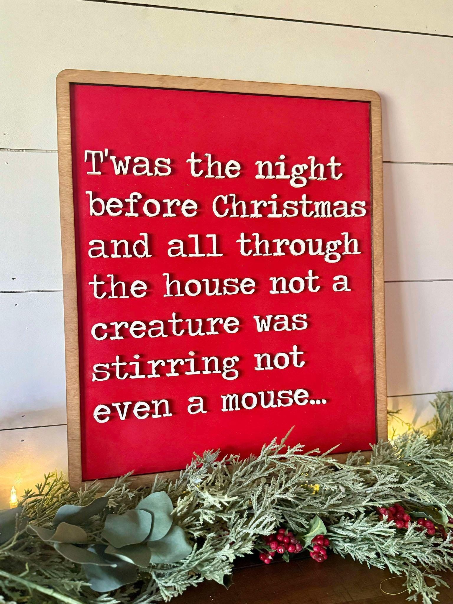 Twas the Night Before Christmas Sign, Christmas Decor, Farmhouse Christmas Sign, Classic Christmas Mantel Decor, Holiday Mantle Sign