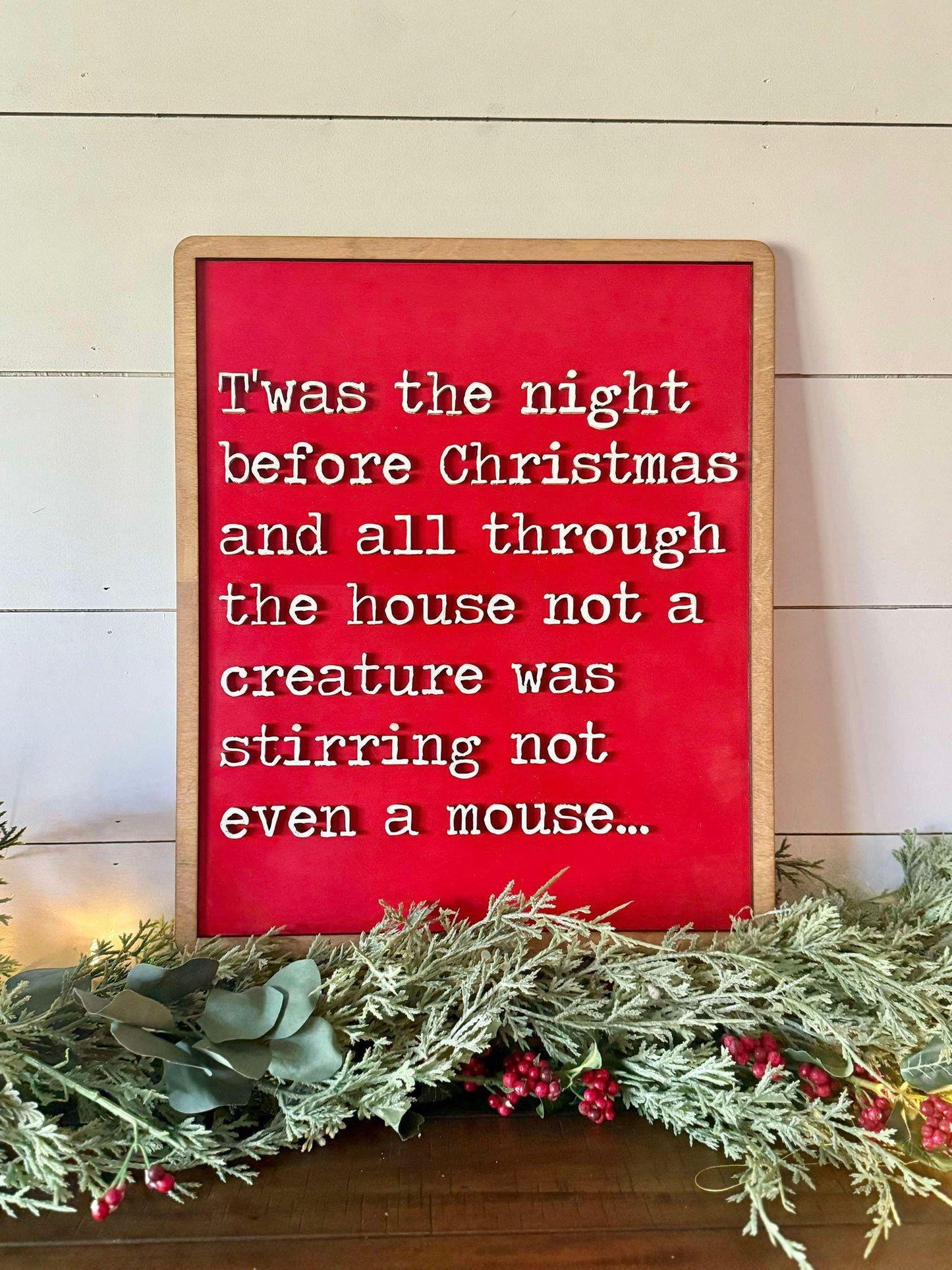 Twas the Night Before Christmas Sign, Christmas Decor, Farmhouse Christmas Sign, Classic Christmas Mantel Decor, Holiday Mantle Sign
