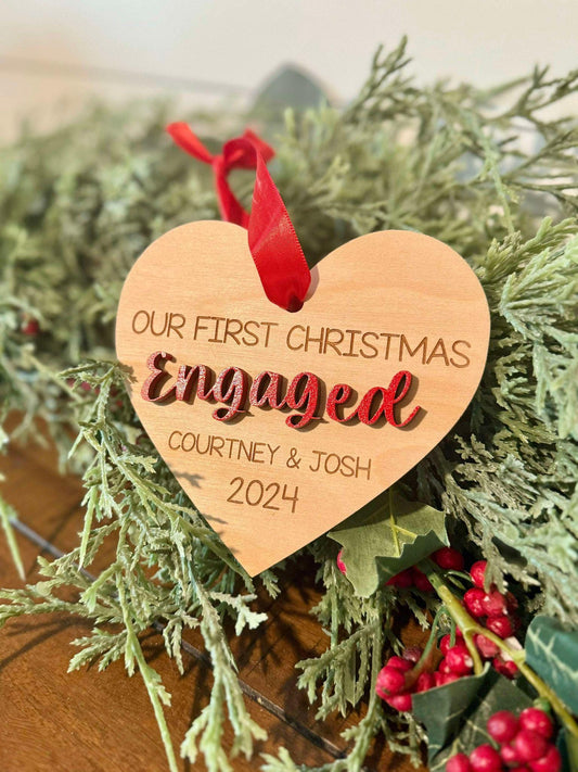First Christmas Engaged Personalized Ornament, Newly Engaged Ornament Gift