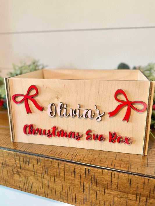 Christmas Eve Box, Girly Bow Christmas Eve Box for Girls, Christmas Gift Box