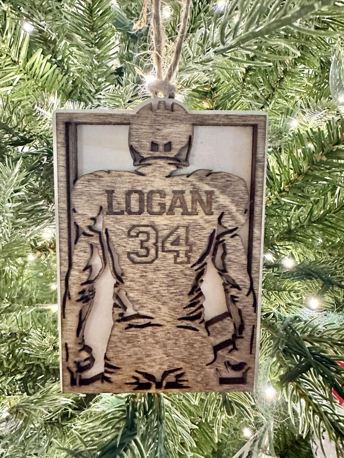 Personalized Football Ornament, Sports Ornament With Name and Jersey Number, Football Player Gift