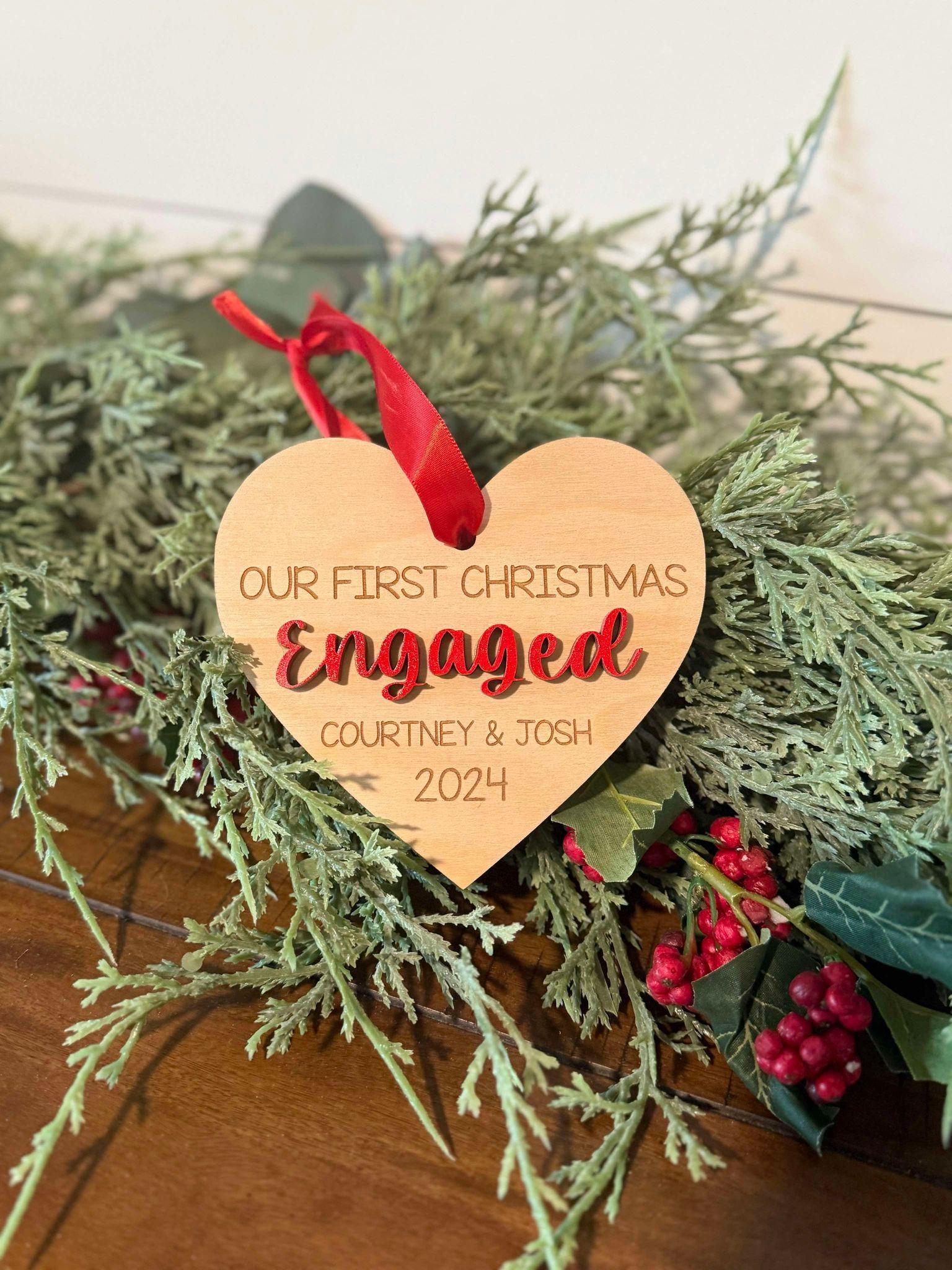 First Christmas Engaged Personalized Ornament, Newly Engaged Ornament Gift