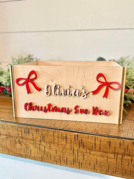 Christmas Eve Box, Girly Bow Christmas Eve Box for Girls, Christmas Gift Box