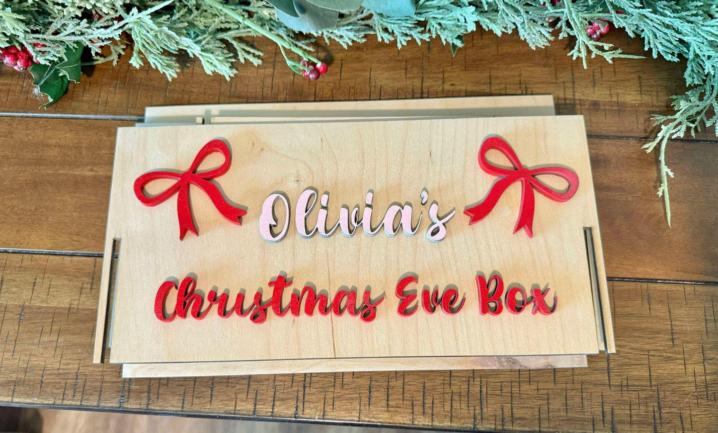 Christmas Eve Box, Girly Bow Christmas Eve Box for Girls, Christmas Gift Box