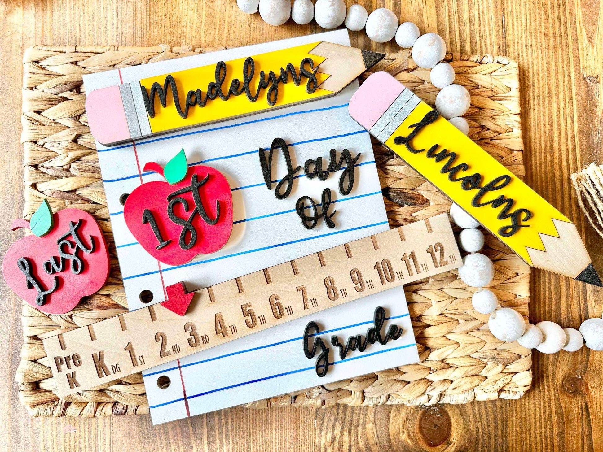 Add on or Replacement Pieces for Interchangeable First and Last Day of School Sign