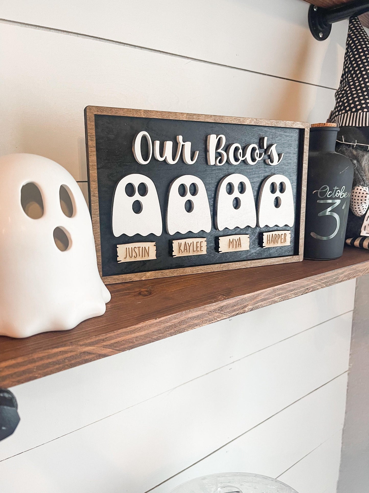 Our Boo's - Personalized Family Halloween Sign - Family of Ghosts - Adorable Halloween Decor - Farmhouse Halloween Decor - Family Signs