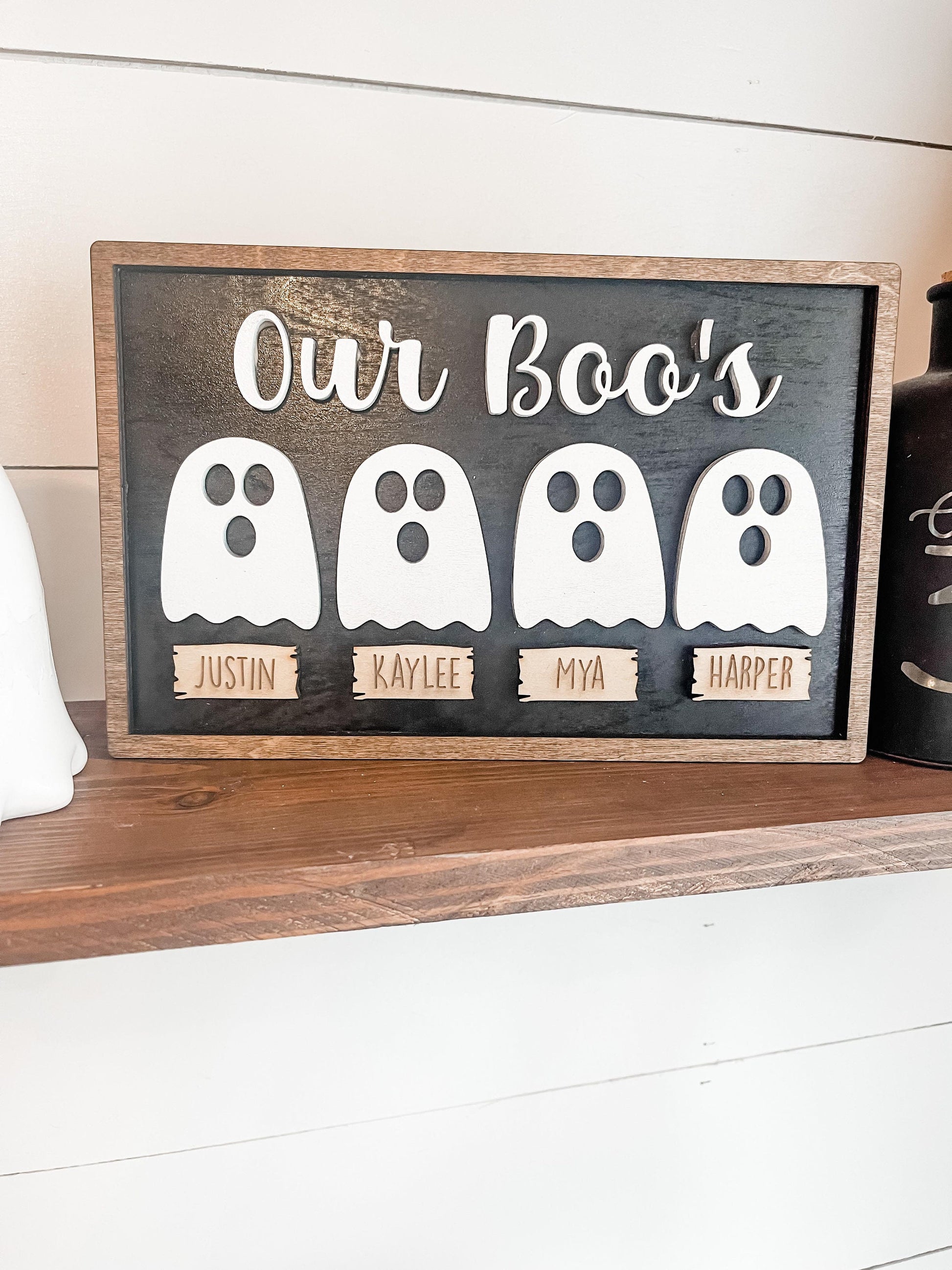 Our Boo's - Personalized Family Halloween Sign - Family of Ghosts - Adorable Halloween Decor - Farmhouse Halloween Decor - Family Signs