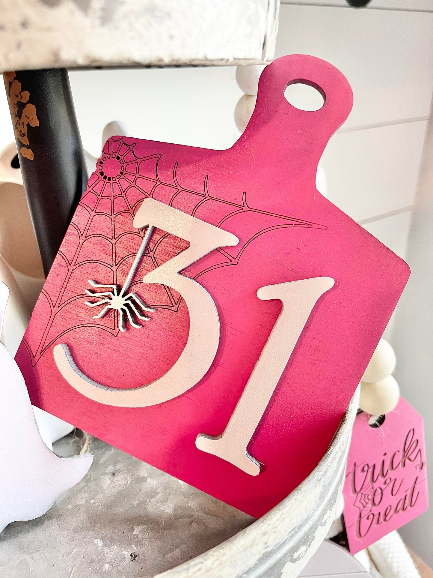 Pink Halloween Tiered Tray Decor - Pink Halloween Tiered Tray Bundle - Pink Halloween Signs - Pastel Halloween Decor - Girly Halloween Decor