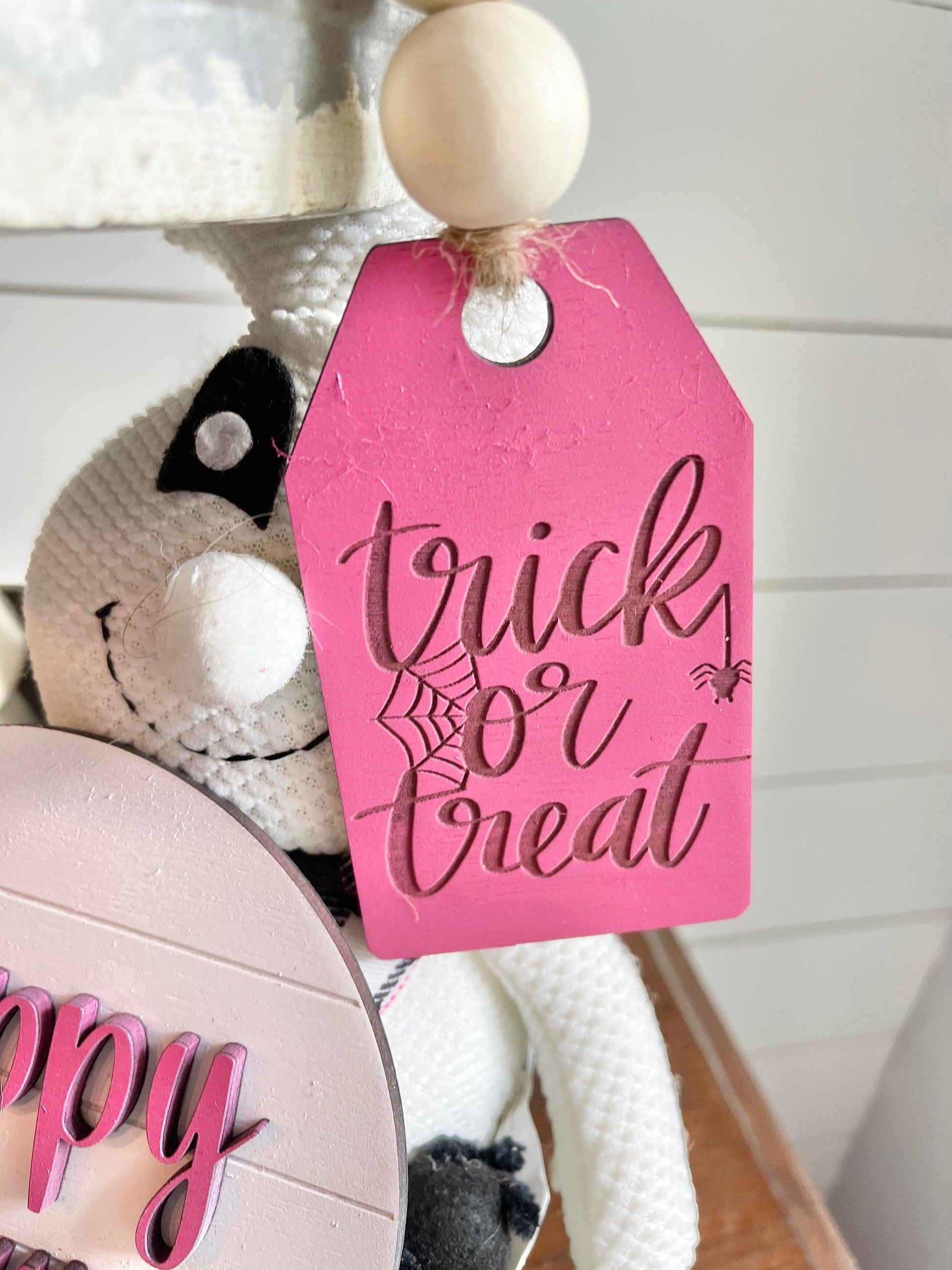 Pink Halloween Tiered Tray Decor - Pink Halloween Tiered Tray Bundle - Pink Halloween Signs - Pastel Halloween Decor - Girly Halloween Decor