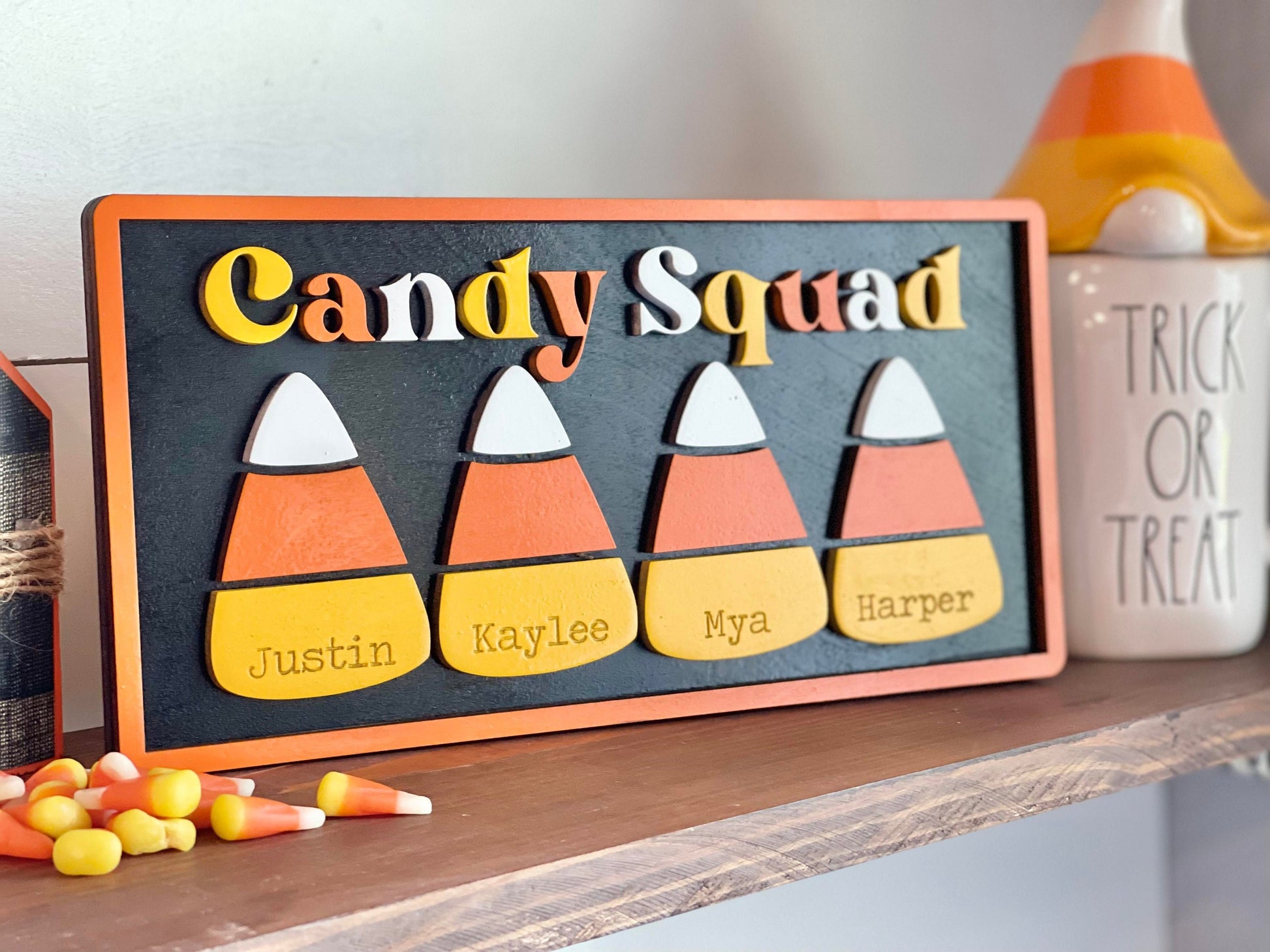 Candy Squad -Candy Corn Family - Personalized Family Candy Corn - Adorable Halloween Decor - Candy Corn Decor - Farmhouse Halloween Decor