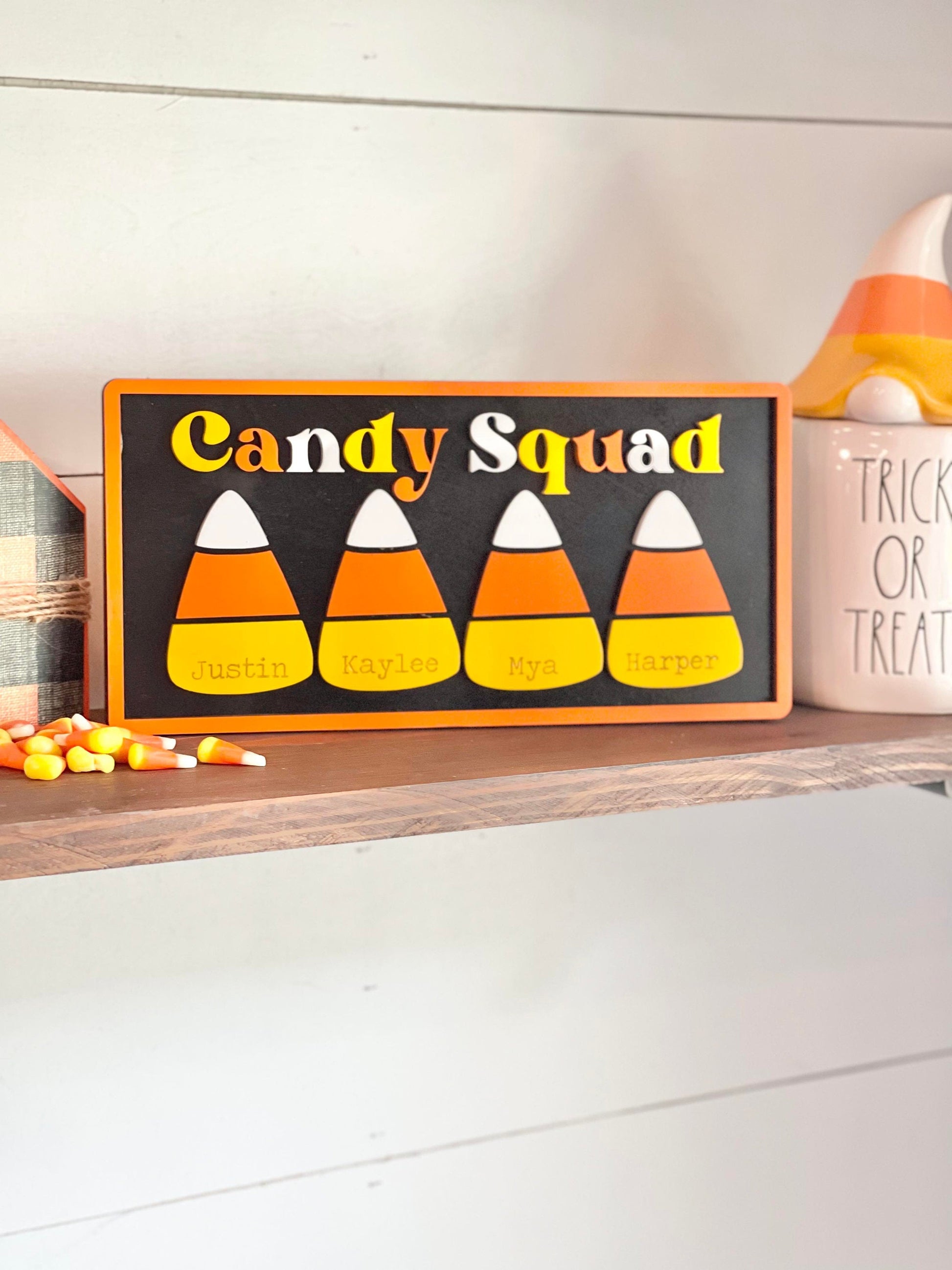 Candy Squad -Candy Corn Family - Personalized Family Candy Corn - Adorable Halloween Decor - Candy Corn Decor - Farmhouse Halloween Decor