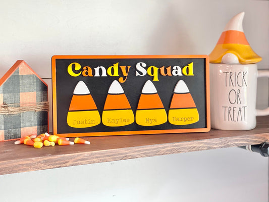 Candy Squad -Candy Corn Family - Personalized Family Candy Corn - Adorable Halloween Decor - Candy Corn Decor - Farmhouse Halloween Decor