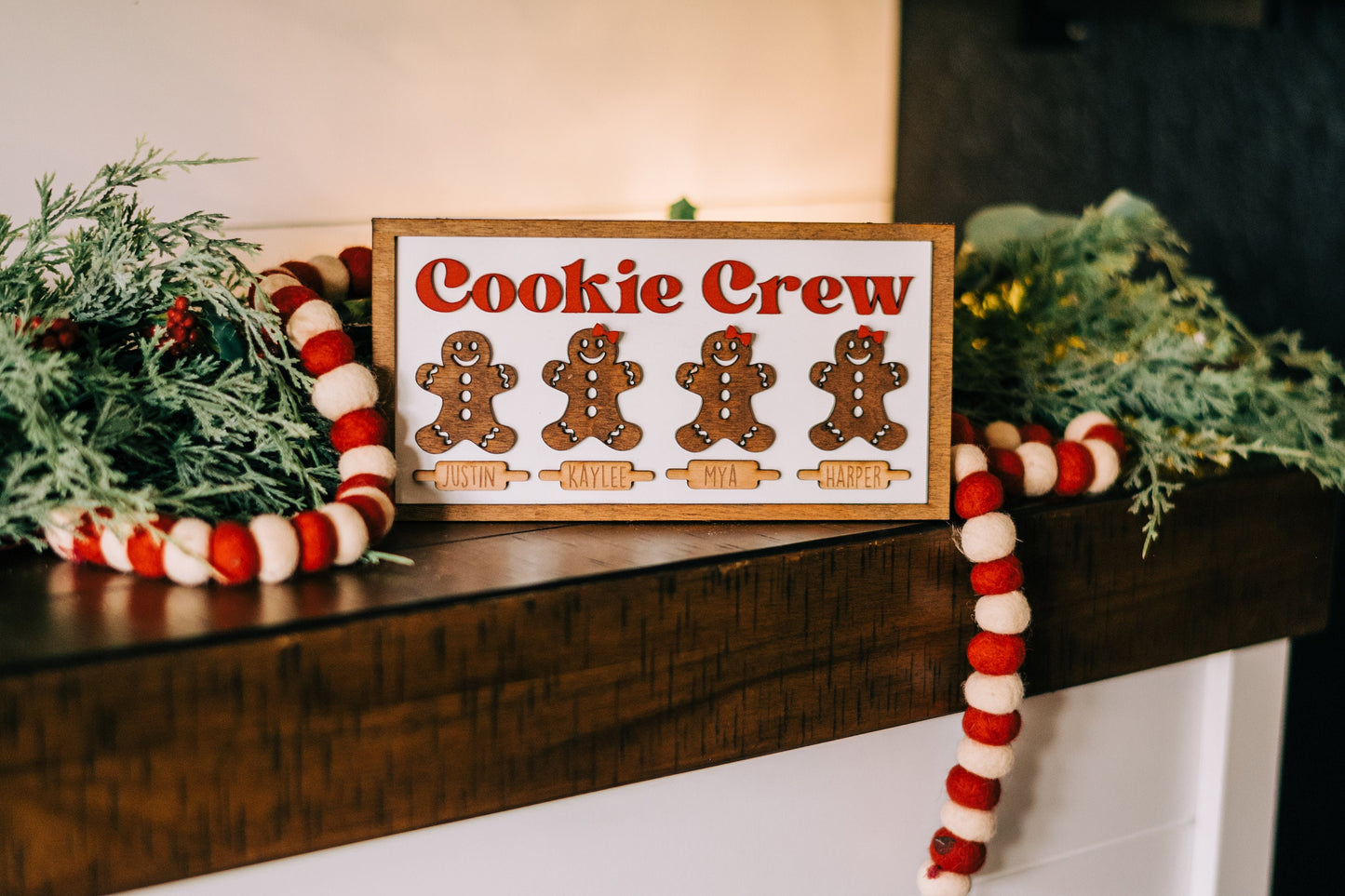 Gingerbread Family 3D Farmhouse Sign - Cookie Crew -Gingerbread Sign Decor  Personalized Gingerbread People - Gingerbread Farmhouse -
