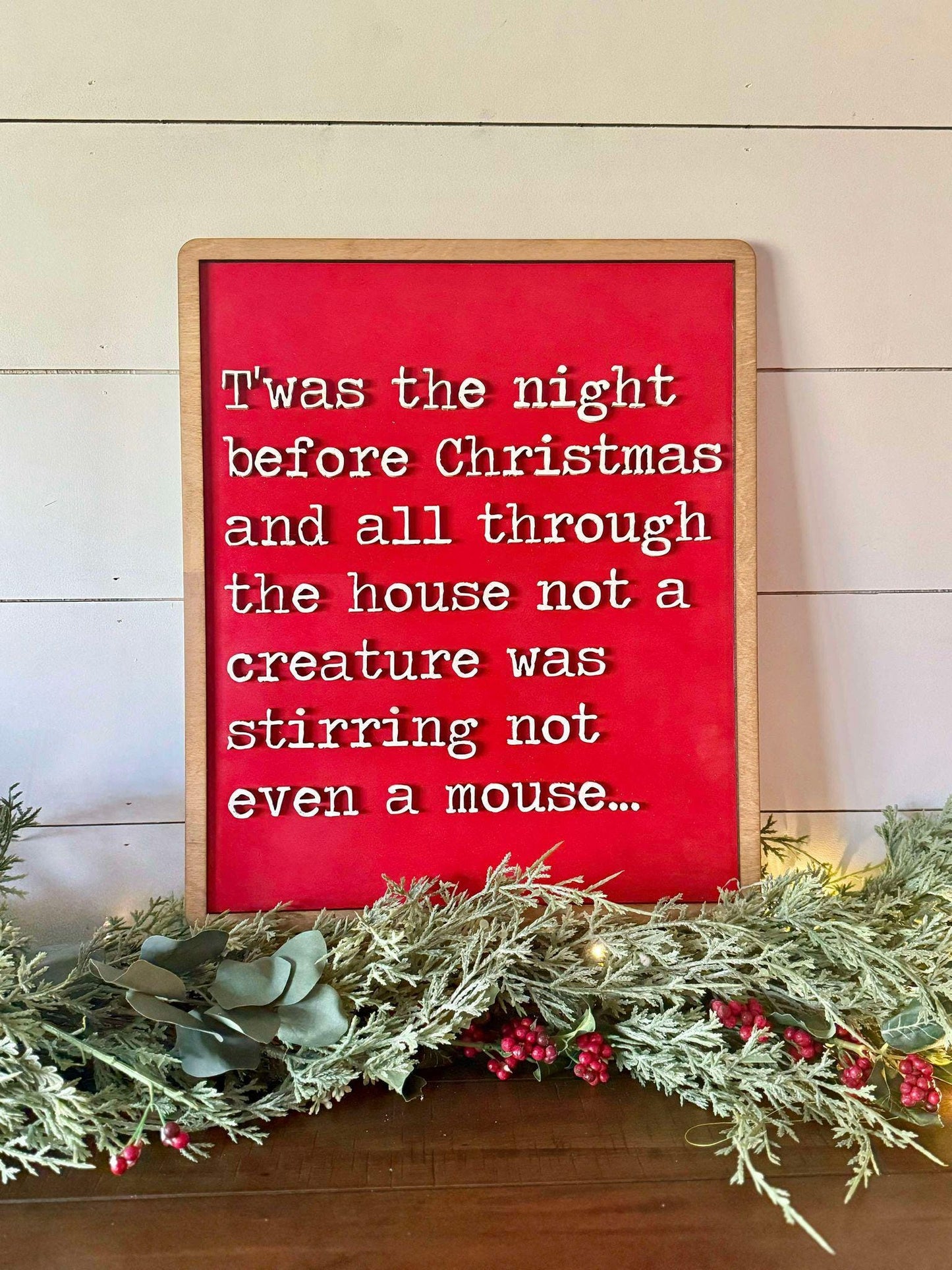 Twas the Night Before Christmas Sign, Christmas Decor, Farmhouse Christmas Sign, Classic Christmas Mantel Decor, Holiday Mantle Sign