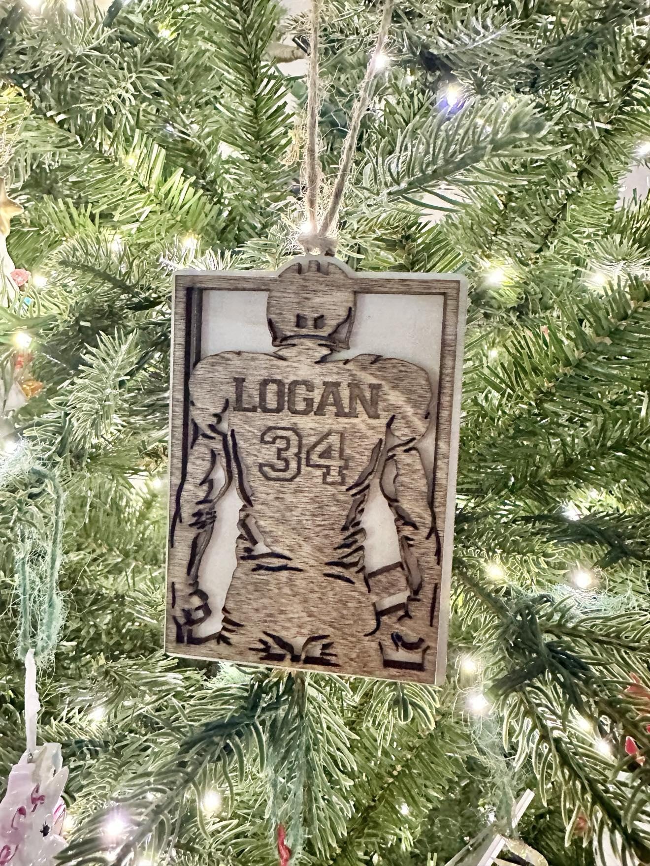 Personalized Football Ornament, Sports Ornament With Name and Jersey Number, Football Player Gift