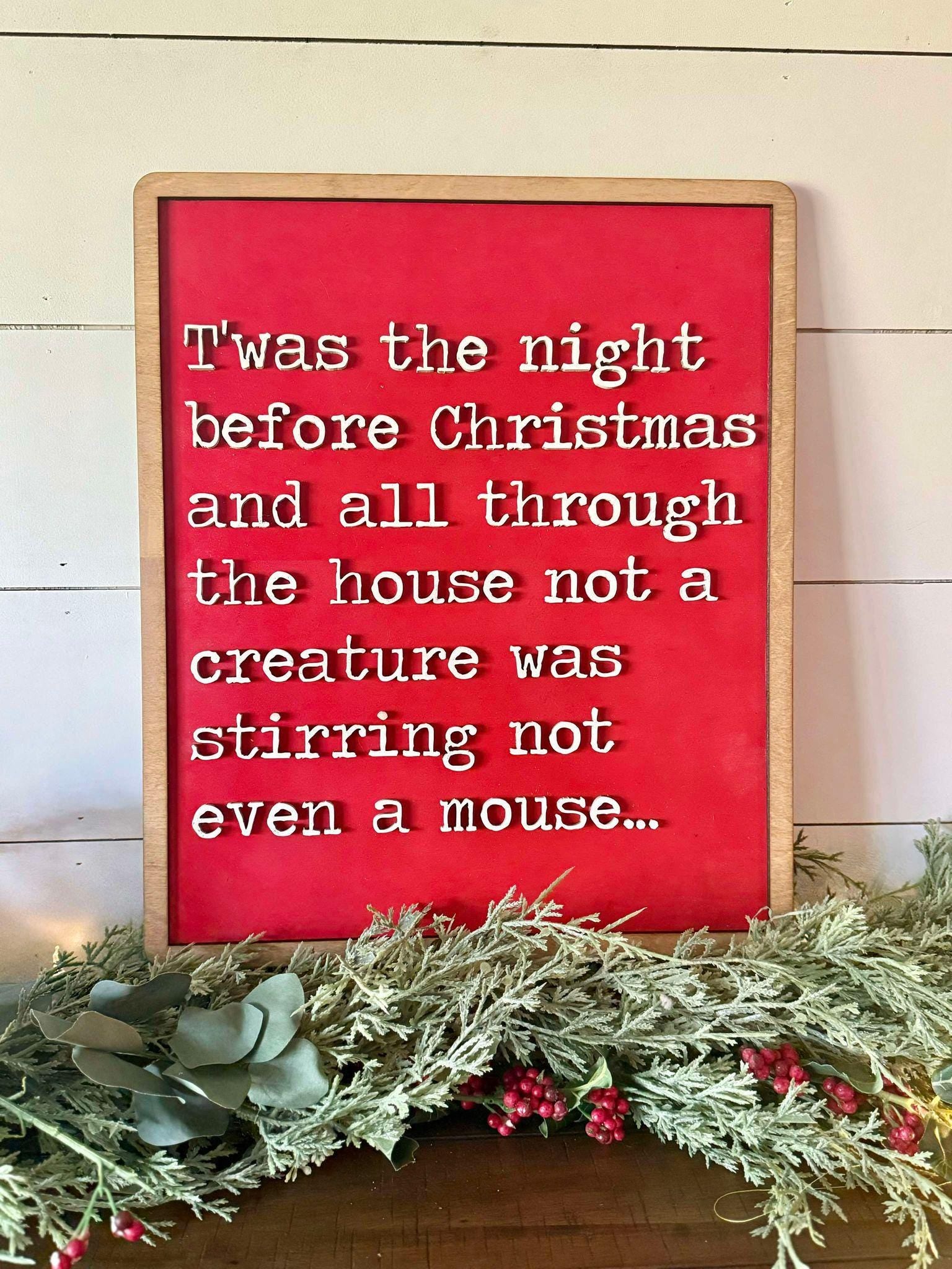 Twas the Night Before Christmas Sign, Christmas Decor, Farmhouse Christmas Sign, Classic Christmas Mantel Decor, Holiday Mantle Sign