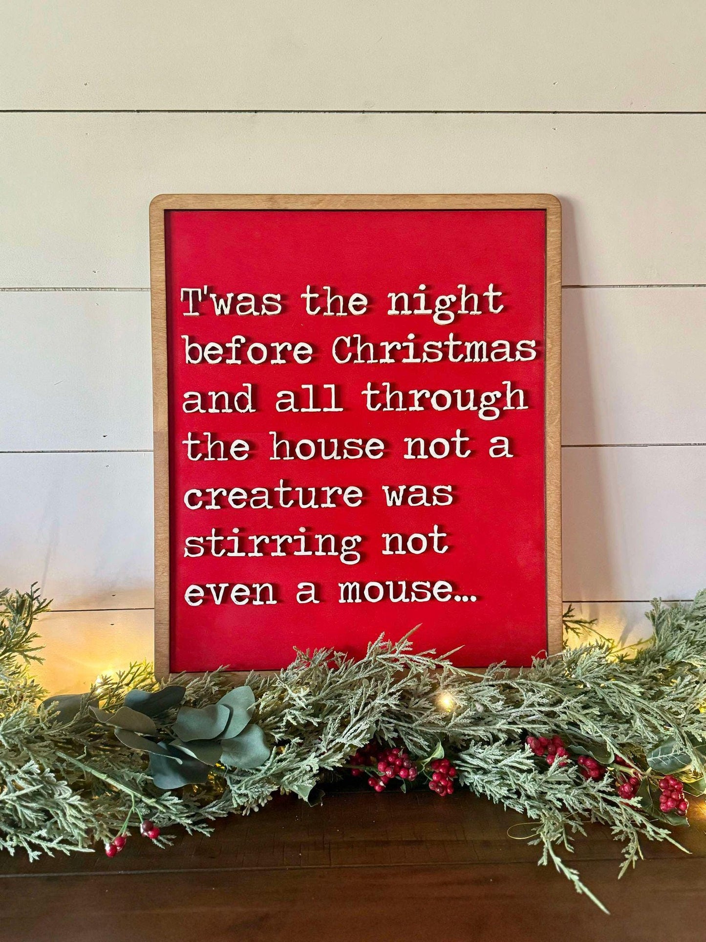 Twas the Night Before Christmas Sign, Christmas Decor, Farmhouse Christmas Sign, Classic Christmas Mantel Decor, Holiday Mantle Sign