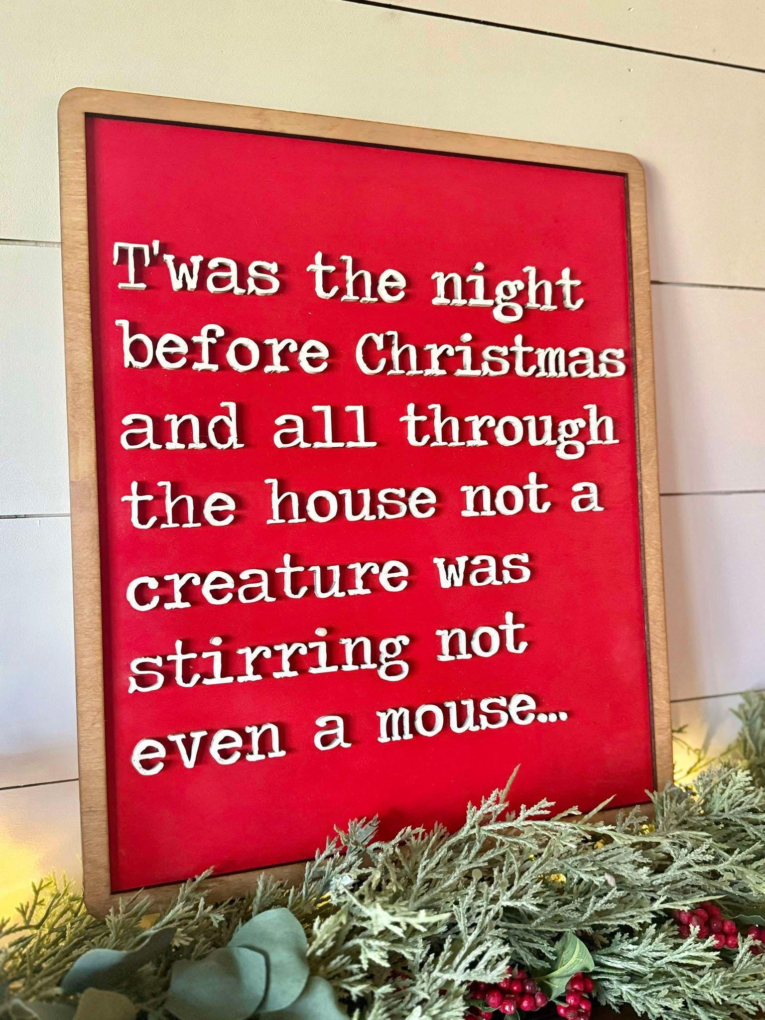 Twas the Night Before Christmas Sign, Christmas Decor, Farmhouse Christmas Sign, Classic Christmas Mantel Decor, Holiday Mantle Sign