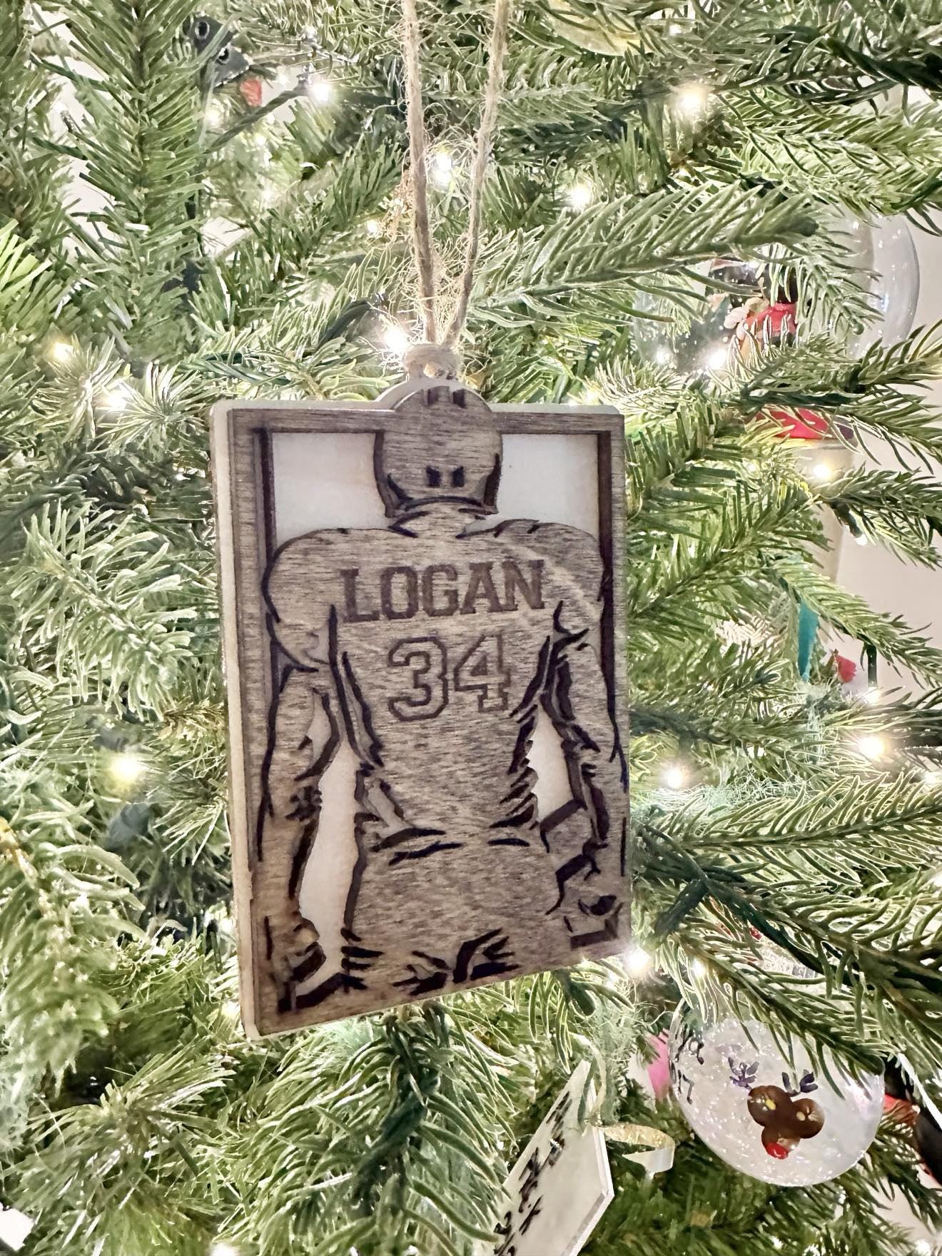 Personalized Football Ornament, Sports Ornament With Name and Jersey Number, Football Player Gift