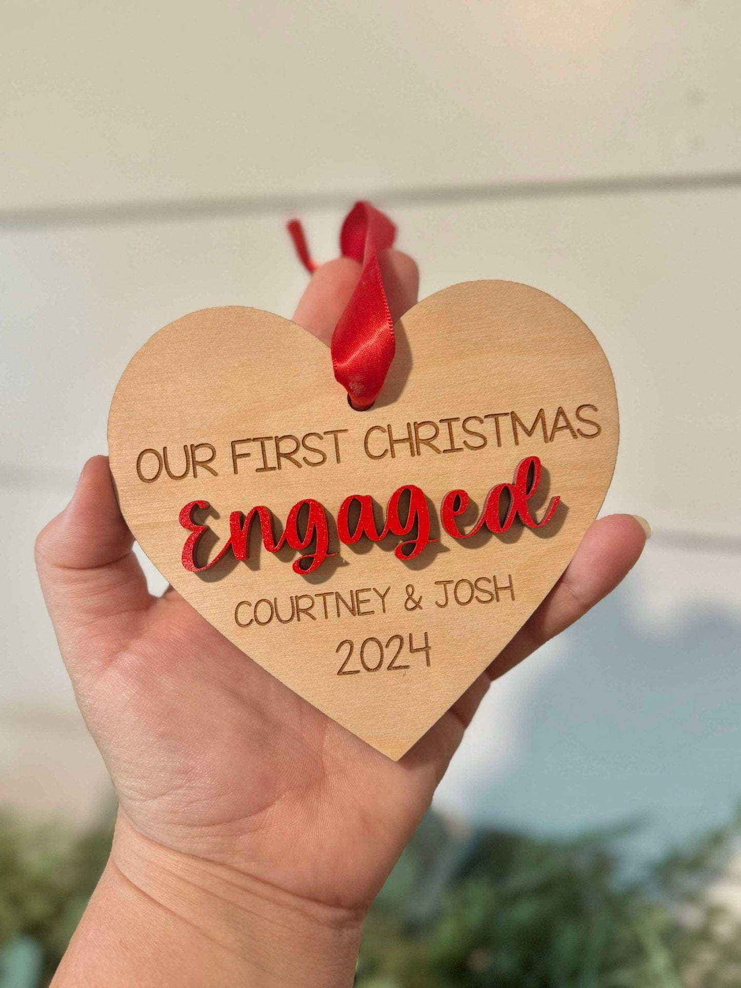 First Christmas Engaged Personalized Ornament, Newly Engaged Ornament Gift