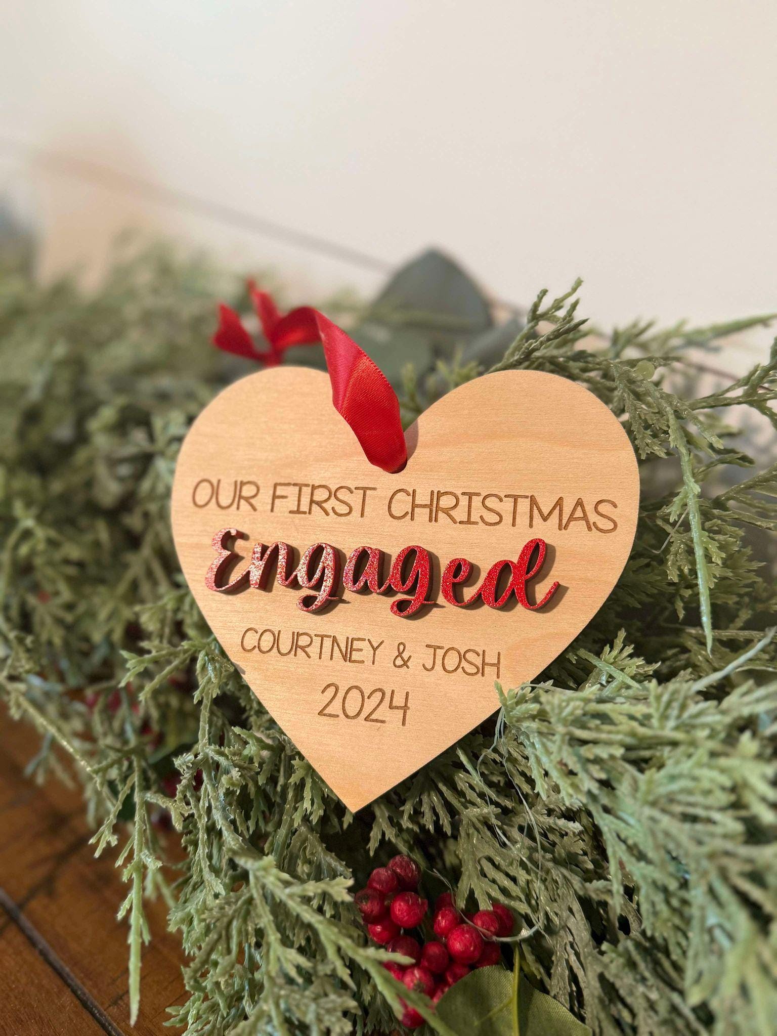 First Christmas Engaged Personalized Ornament, Newly Engaged Ornament Gift
